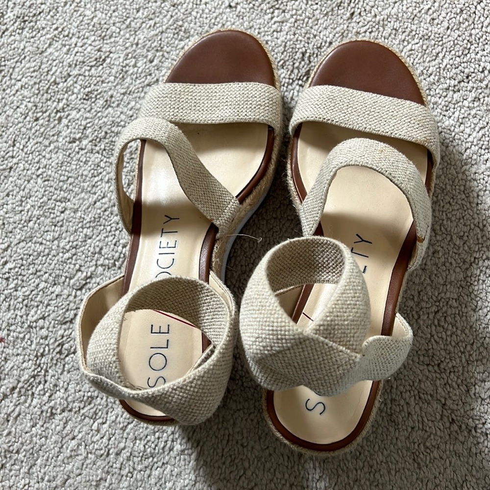 Sole Society Beige Wedges, Size 7